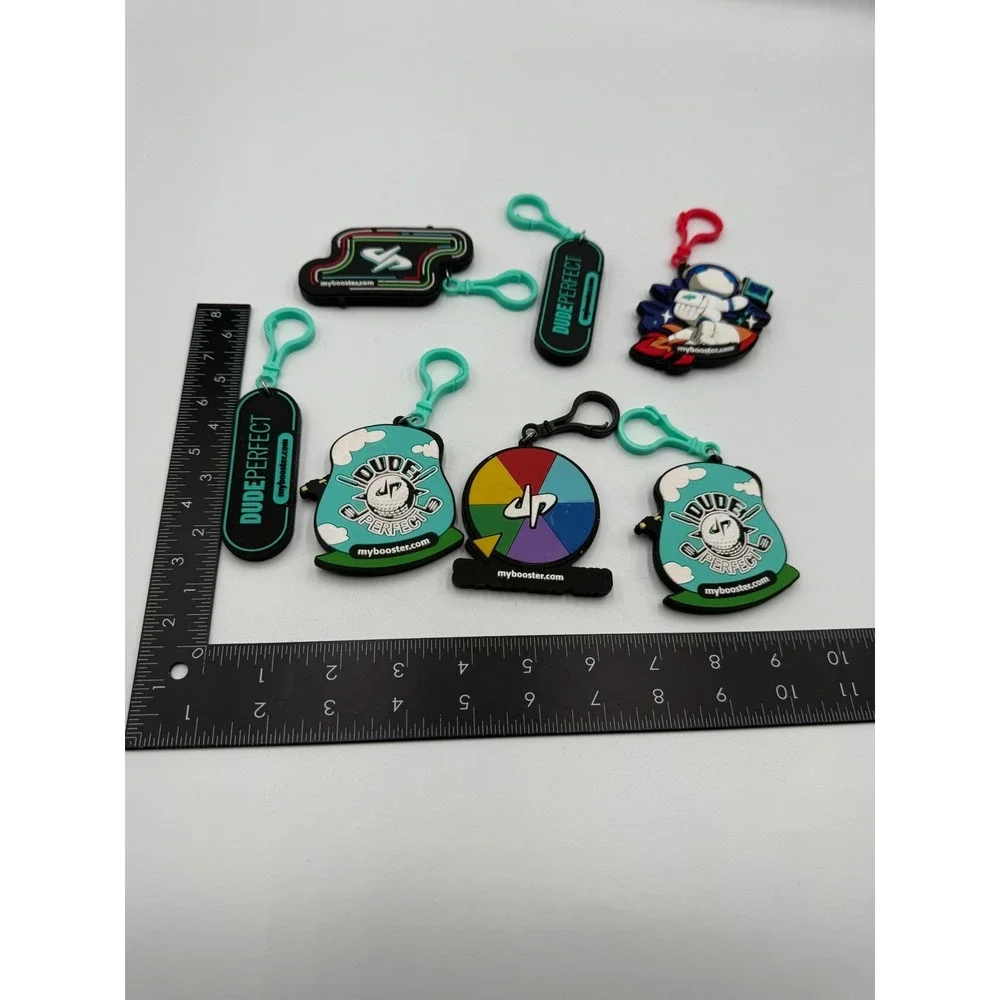 Dude Perfect Bag Tag Keychain Lot‎ 7pc Wheel Unfortunate Golf Panda DP Logo